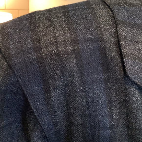 Basile Made in Italy Black Blue Plaid Double-Breasted Wool Blazer EU Sz 40 - Picture 2 of 10